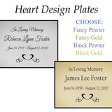 Heart Design Name Plates For Cremation Urns