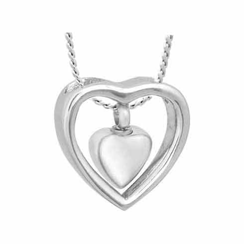 Double Slider Heart Ash Pendant Urn - Love Charms Option