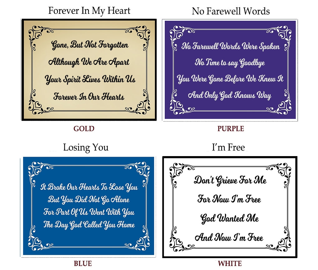 Heart Leaf Poem Plates For Cremation Urns