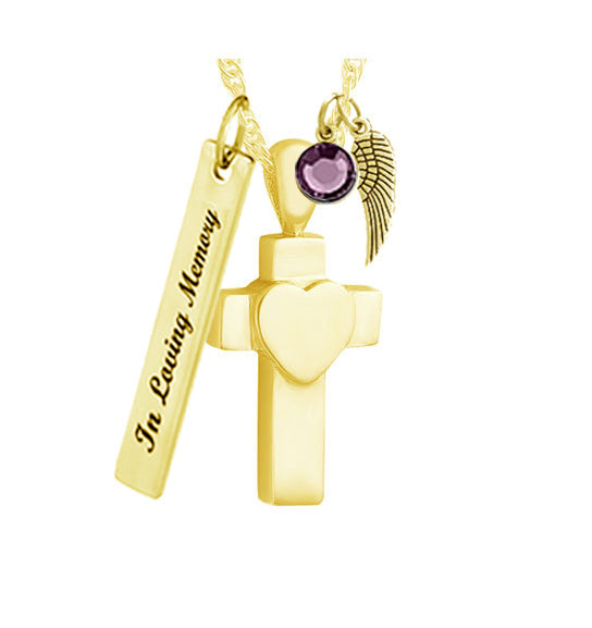 Heart of Gold Cross Ash Urn - Love Charms™ Option
