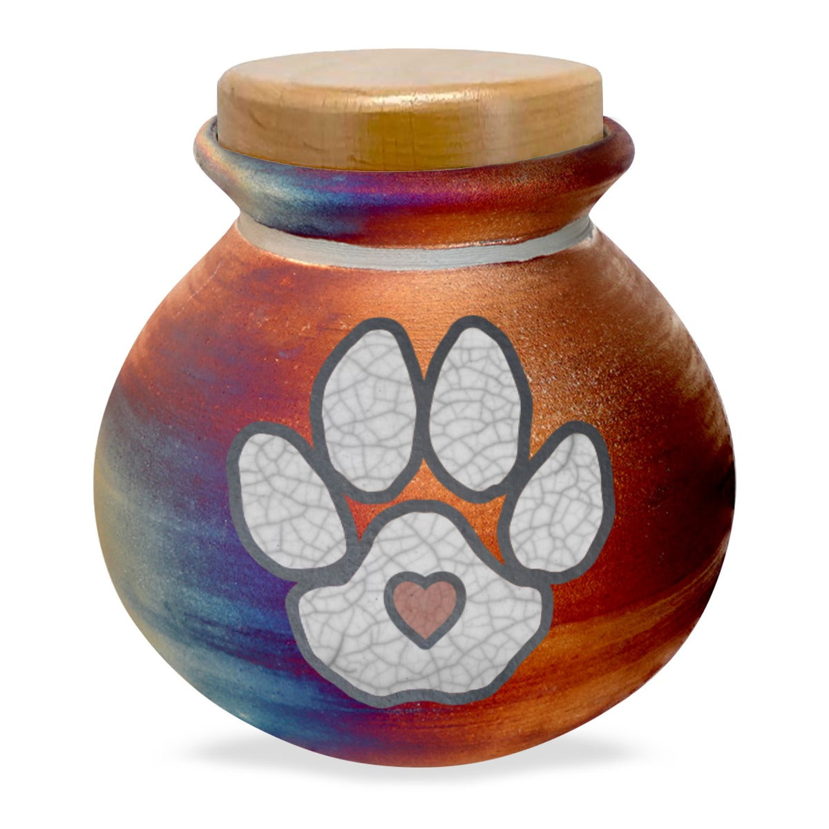 Heart Paw Pet Raku Urn - Hand Made Dog or Cat Urn