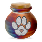 Paw Print Animal Lover Raku Cremation Adult or Medium Urn - Personalization Option
