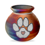 Paw Print Animal Lover Raku Cremation Adult or Medium Urn - Personalization Option