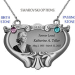 NEW! Photo Heart Medallion Urn Name Plate - Birth & Passing Stone Option