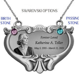 NEW! Photo Heart Medallion Urn Name Plate - Birth & Passing Stone Option