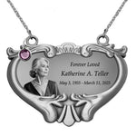 NEW! Photo Heart Medallion Urn Name Plate - Birth & Passing Stone Option