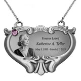 NEW! Photo Heart Medallion Urn Name Plate - Birth & Passing Stone Option