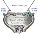 Heart Medallion Urn Name Plate - Birth & Passing Stone Option