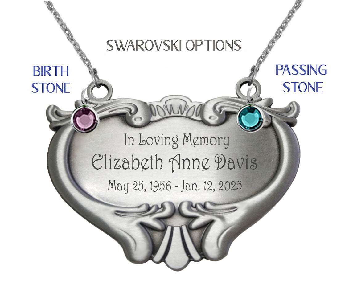 Heart Medallion Urn Name Plate - Birth & Passing Stone Option