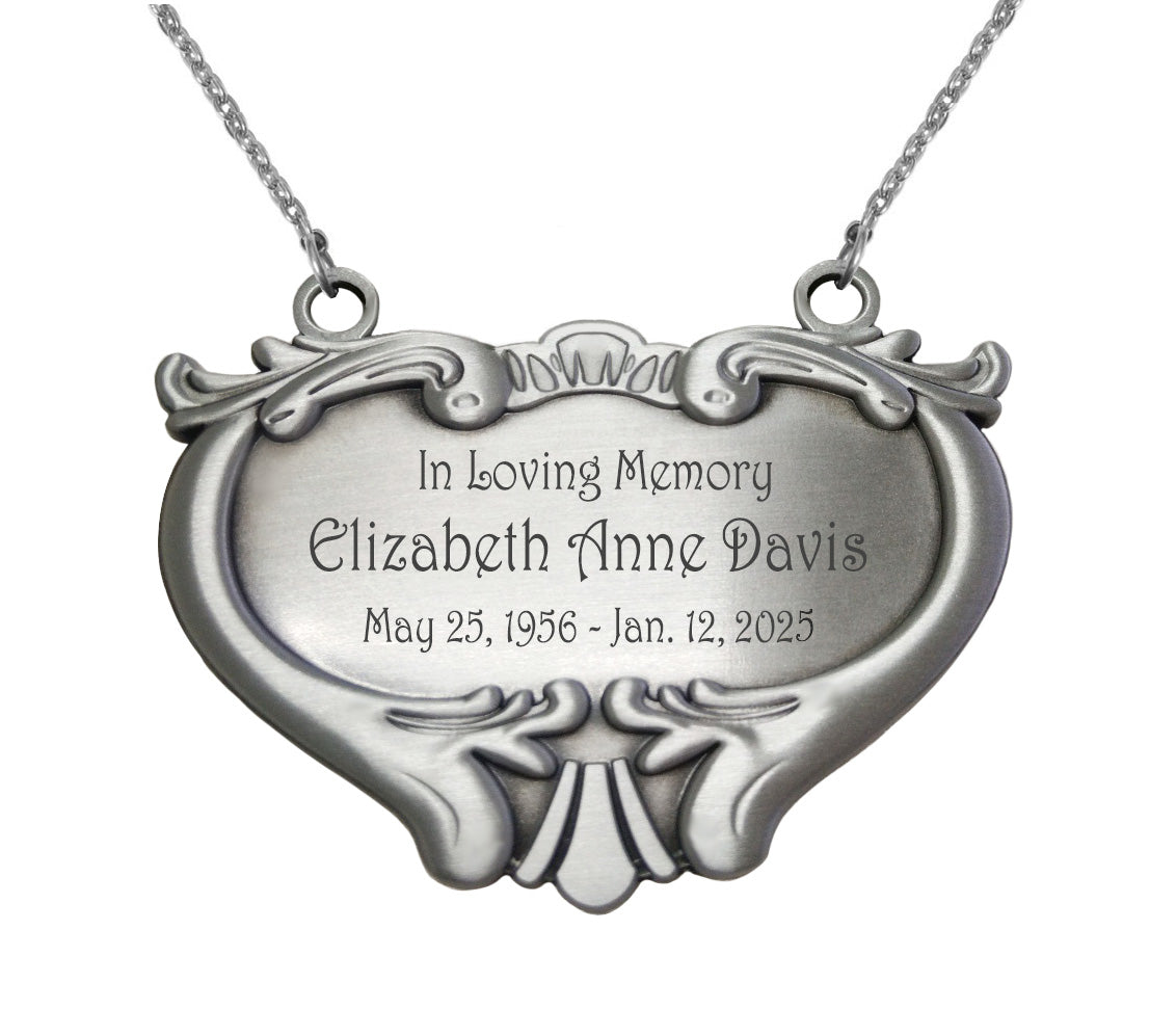 Heart Medallion Urn Name Plate - Birth & Passing Stone Option