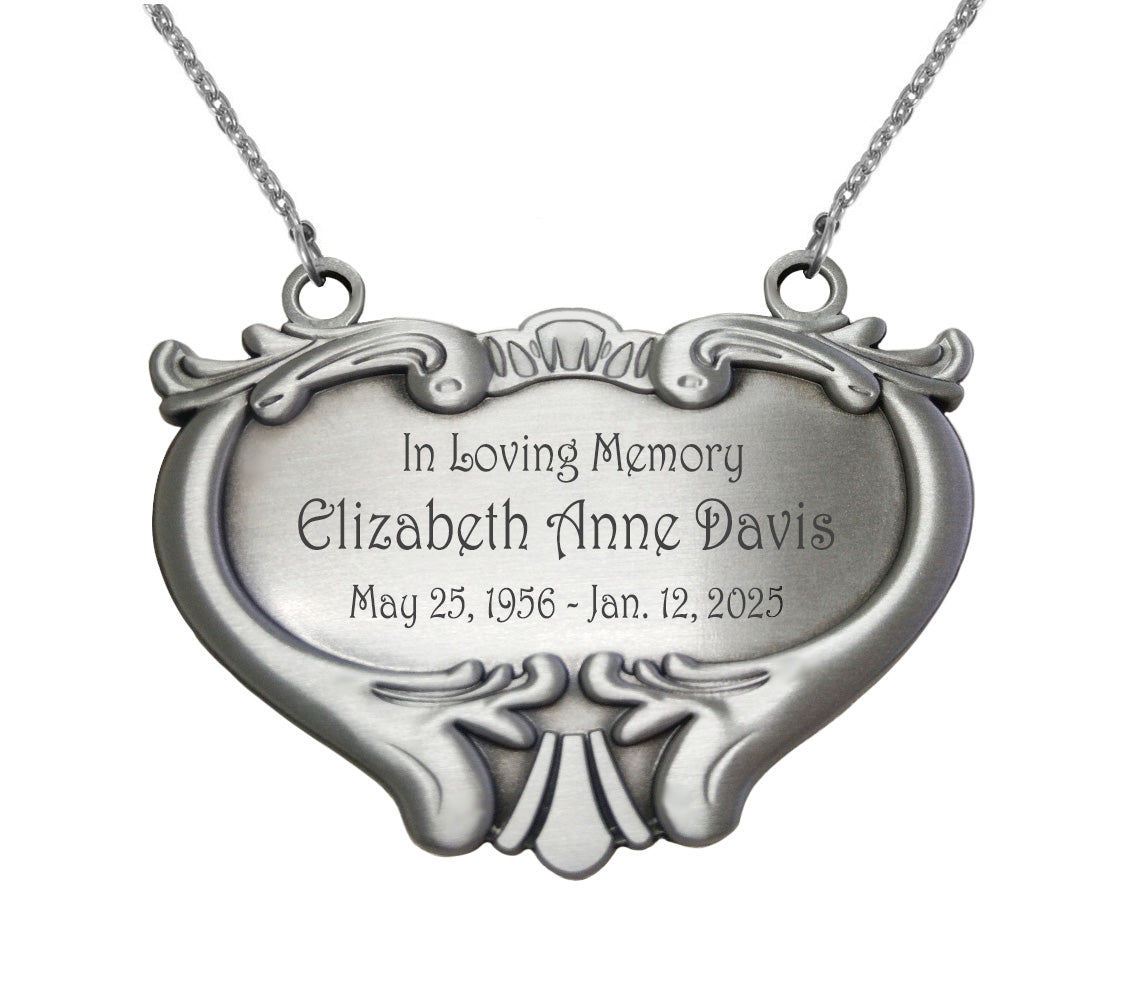 Heart Medallion Urn Name Plate - Birth & Passing Stone Option