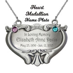 Heart Medallion Urn Name Plate - Birth & Passing Stone Option
