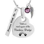 Meet At Rainbow Bridge Pet Heart Jewelry Urn - Love Charms® Option