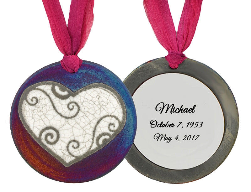 Christmas Tree Heart Raku Ornament