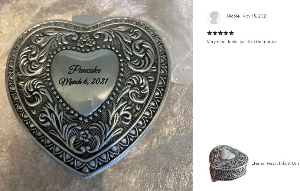 Victorian Heart Infant Urn