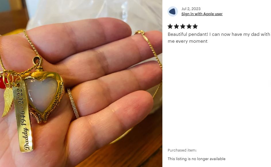 Angel Wings Moonstone Gold Pendant Ash Urn - Love Charms® Option