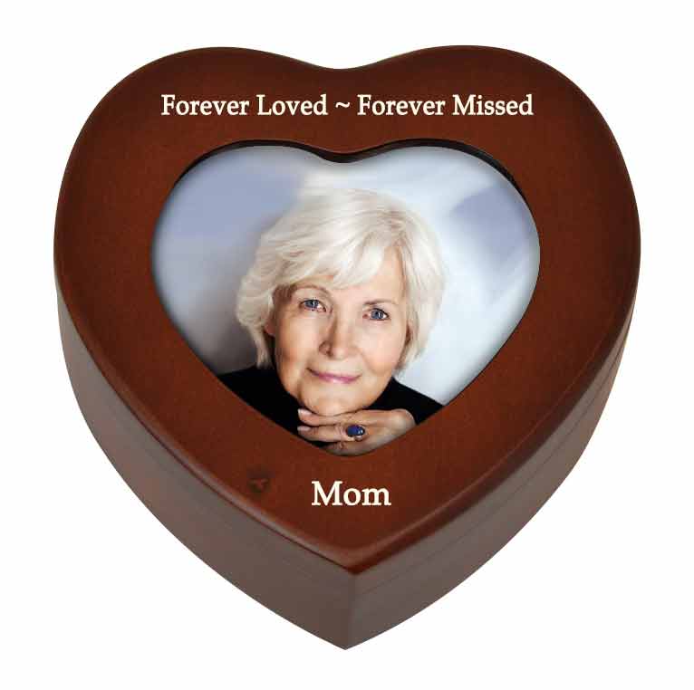 Rosewood Heart Photo Keepsake Urn