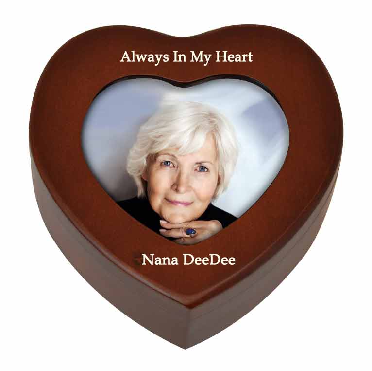 Rosewood Heart Photo Keepsake Urn