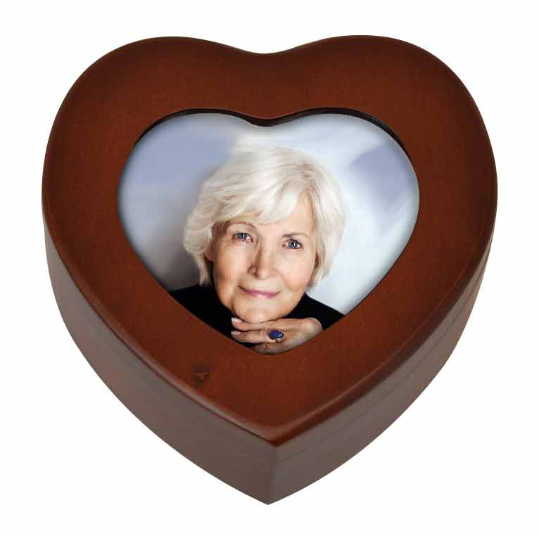 Rosewood Heart Photo Keepsake Urn