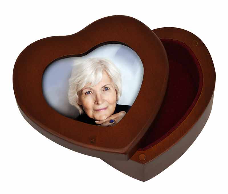 Rosewood Heart Photo Keepsake Urn