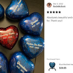 Blue Marbled Heart Keepsake Urn - Stand Option
