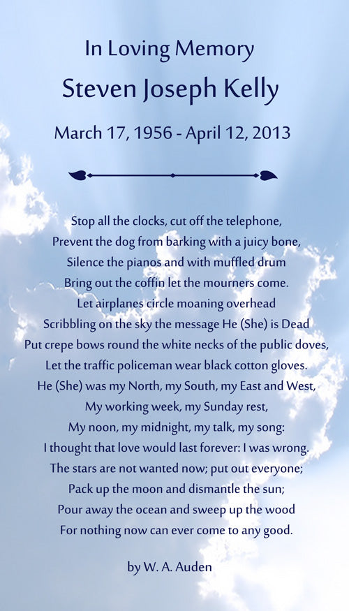 Funeral Blues Poem Urn