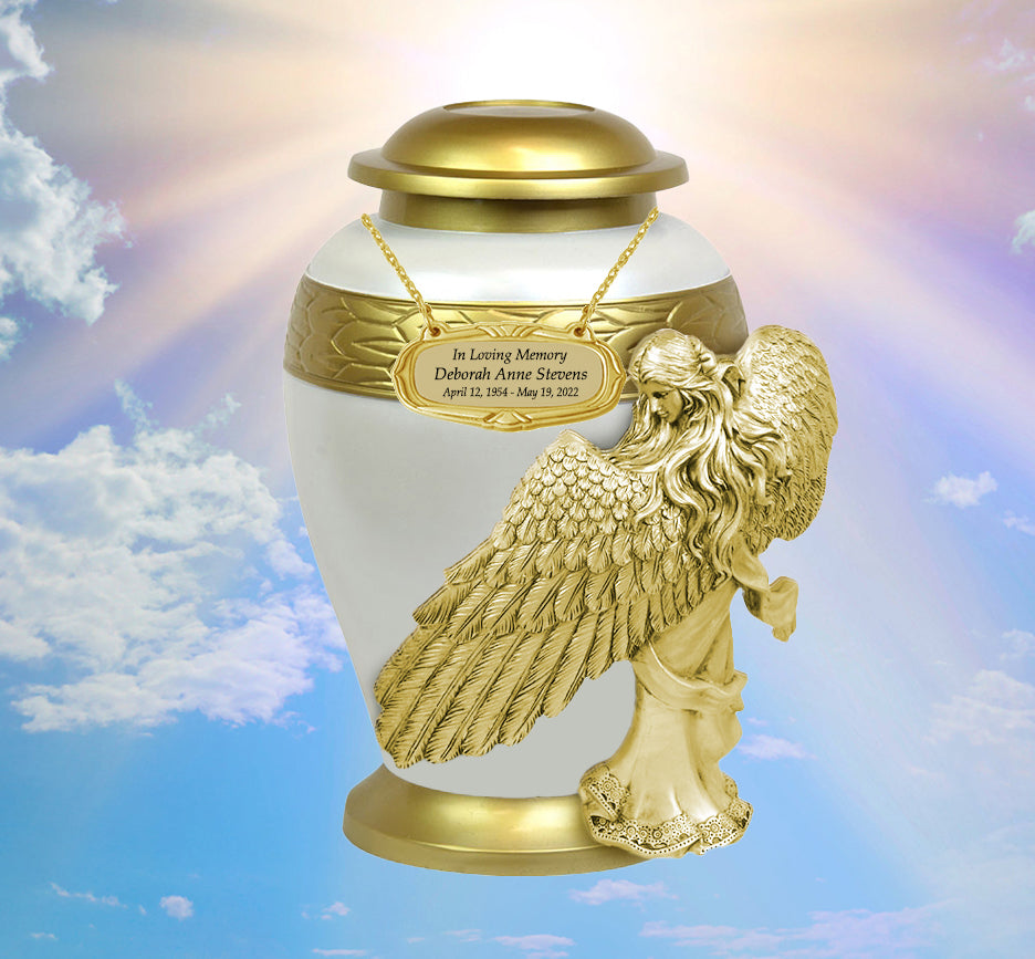 Wings of an Angel Heavenly Adult Urn - Pro Laser Engraving - Burial Vault Option