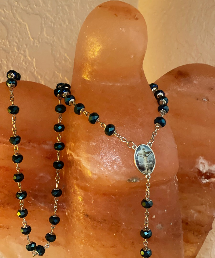 Blue Heavenly Rosary Necklace Urn