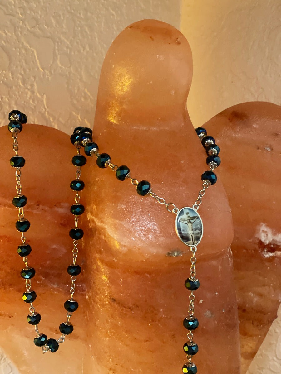 Blue Heavenly Rosary Necklace Urn