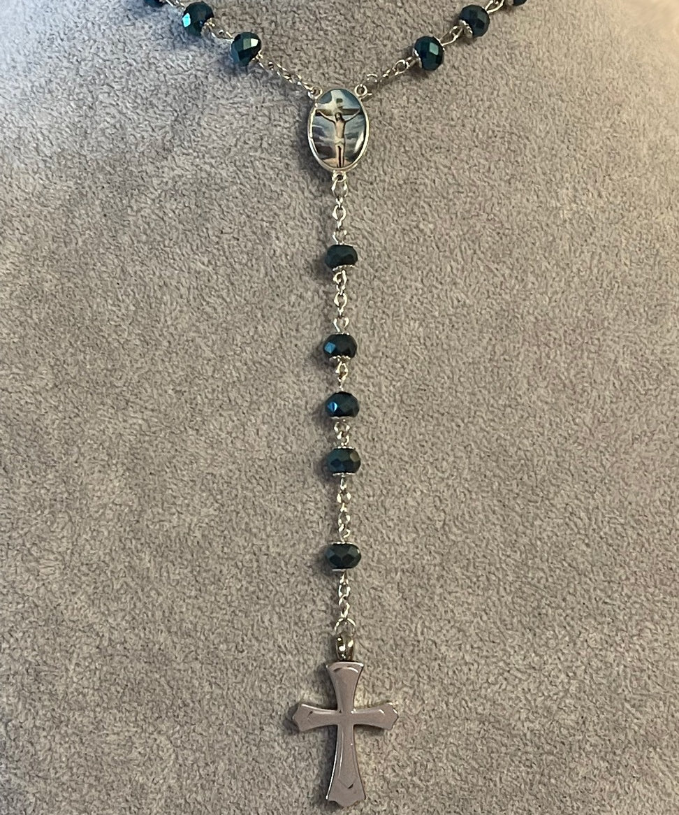 Blue Heavenly Rosary Necklace Urn