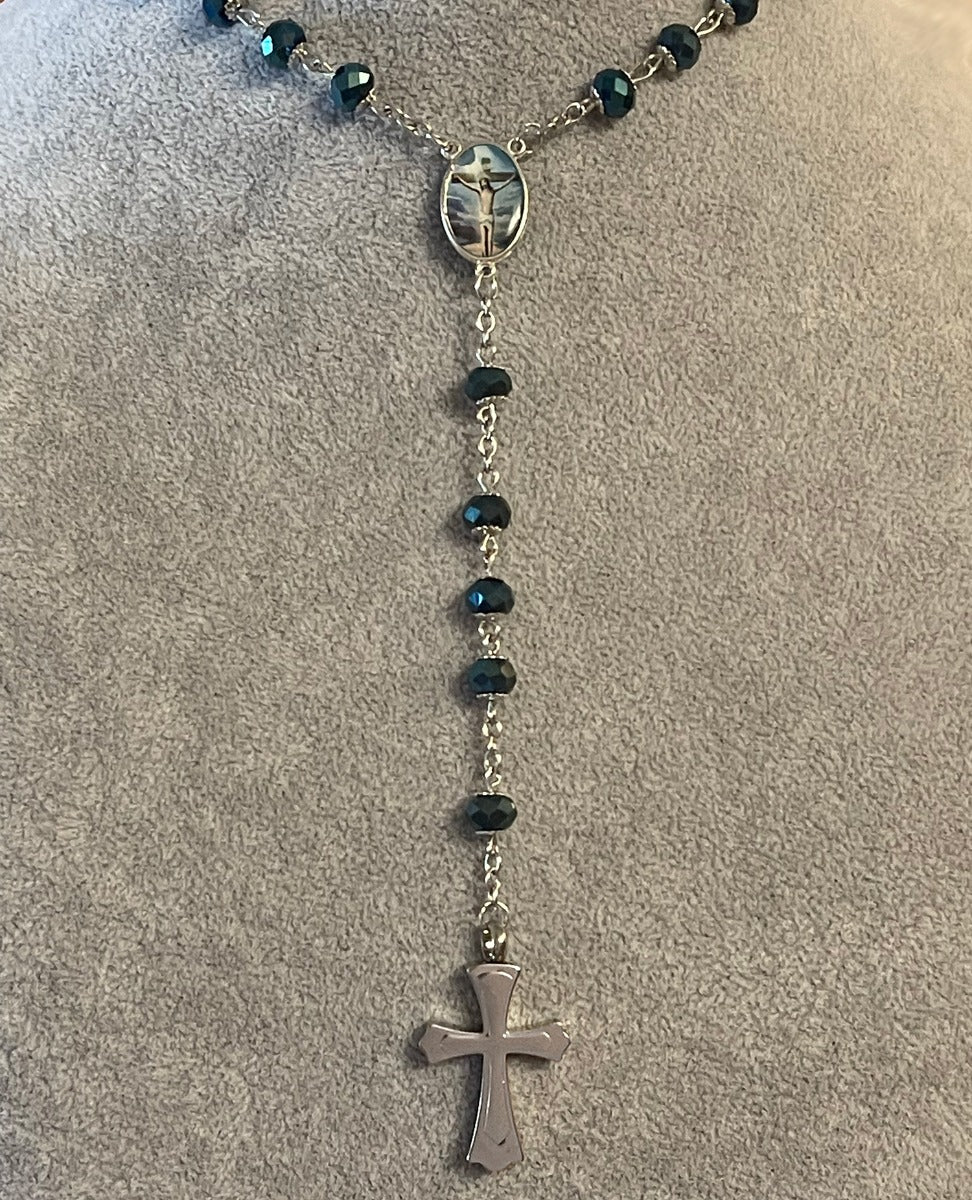 Blue Heavenly Rosary Necklace Urn
