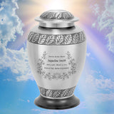 Heavenly Garden Silver Adult Cremation Urn - Pro Diamond Engraving