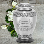 Heavenly Garden Silver Adult Cremation Urn - Pro Diamond Engraving