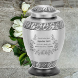 Heavenly Garden Silver Adult Cremation Urn - Pro Diamond Engraving