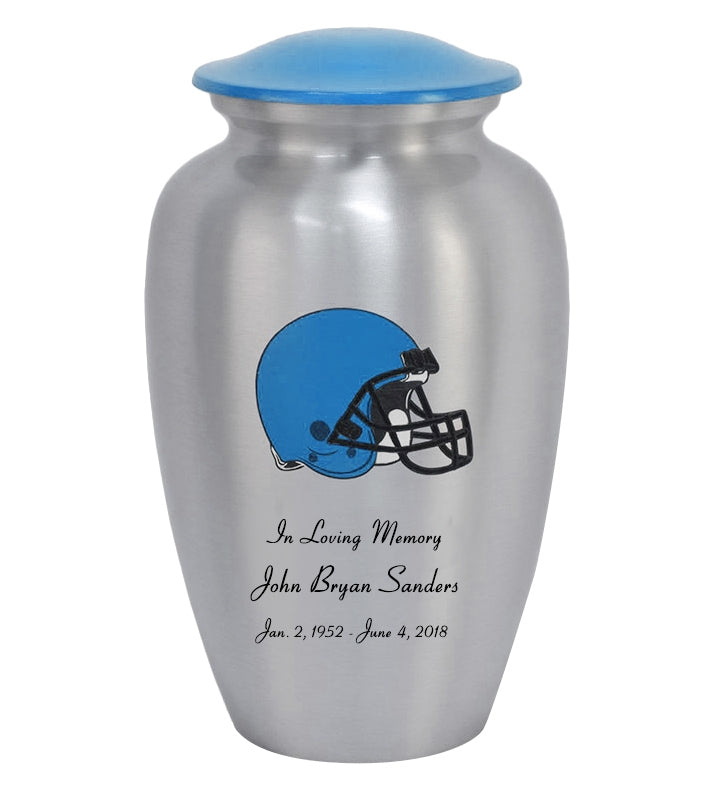 Football Helmet Pewter Urn - Choose Team Color