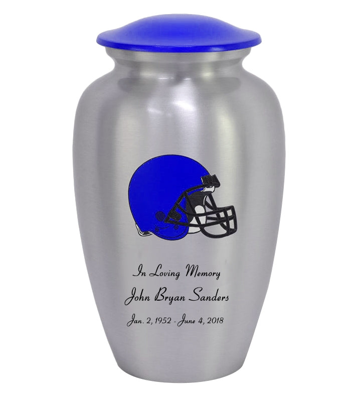 Football Helmet Pewter Urn - Choose Team Color