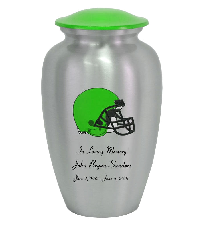 Football Helmet Pewter Urn - Choose Team Color