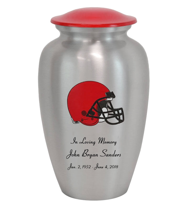 Football Helmet Pewter Urn - Choose Team Color