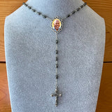 Hematite Photo Rosary Necklace Urn