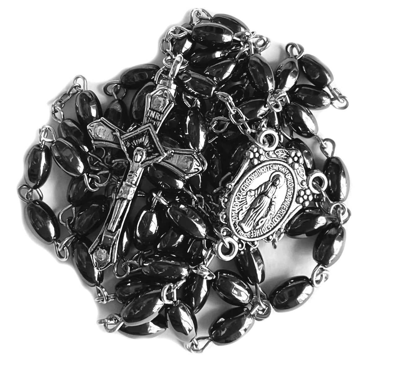 Hematite Rosary Necklace Urn