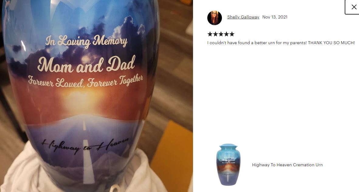 Highway To Heaven Cremation Urn - Tribute Wreath™ - Pro Sand Carved Engraving