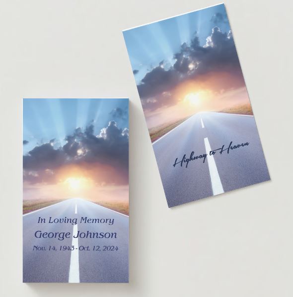 Highway To Heaven Memorial Cards - Funeral  Cards - Celebration of Life Cards