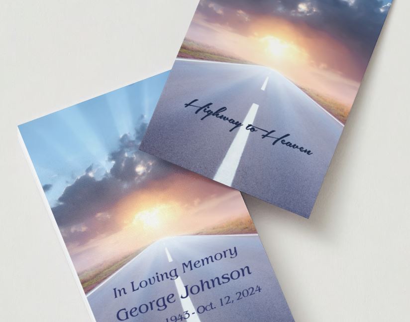 Highway To Heaven Memorial Cards - Funeral  Cards - Celebration of Life Cards