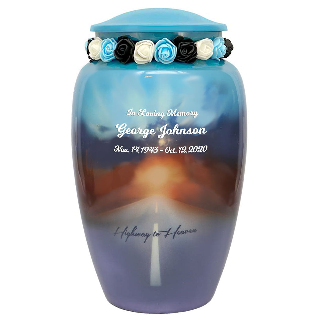 Highway To Heaven Cremation Urn - Tribute Wreath™ - Pro Sand Carved Engraving