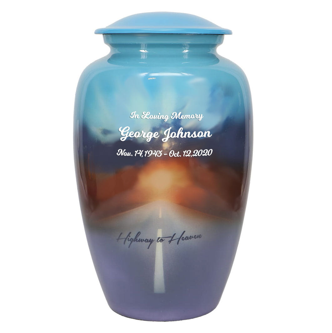 Highway To Heaven Cremation Urn - Tribute Wreath™ - Pro Sand Carved Engraving
