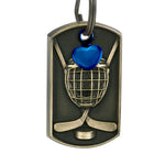 Hockey Dog Tag Blue Heart Key Chain Urn