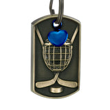 Hockey Dog Tag Blue Heart Key Chain Urn