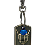 Hockey Dog Tag Blue Heart Key Chain Urn
