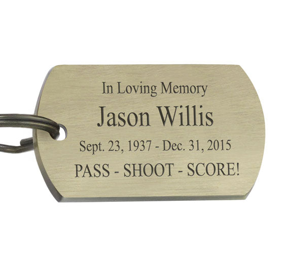 Hockey Dog Tag Blue Heart Key Chain Urn