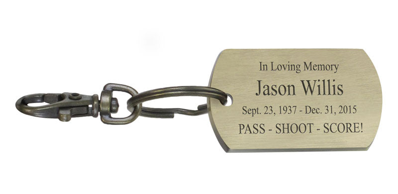 Hockey Dog Tag Blue Heart Key Chain Urn